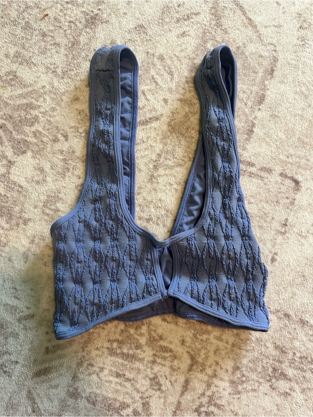 FP Movement Seamless Textured Smocked Bralette Slate Blue Sz XS/S